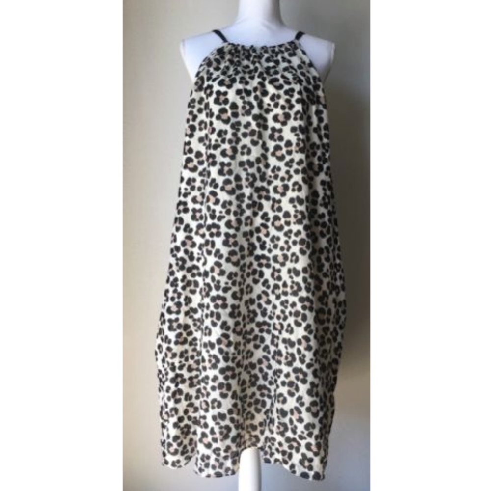 Gap Leopard Print Summer Halter Neck Dress Plus Sz